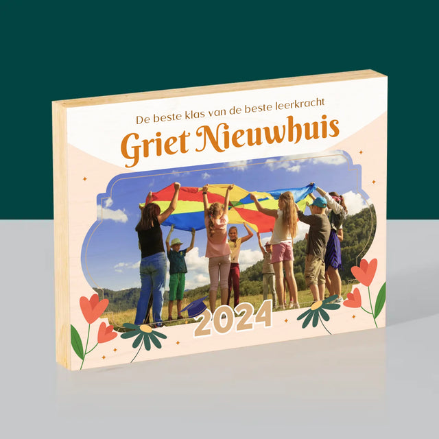 Foto En Handtekening: De Beste Klas - Afdruk Op Hout (Horizontaal)