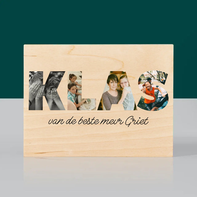 Woord Van Foto'S: Klas - Afdruk Op Hout (Horizontaal)