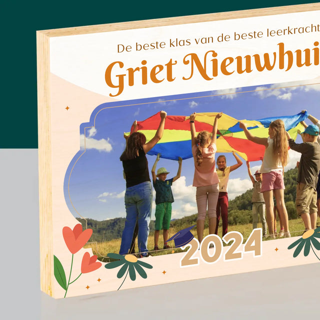 Foto En Handtekening: De Beste Klas - Afdruk Op Hout (Horizontaal)