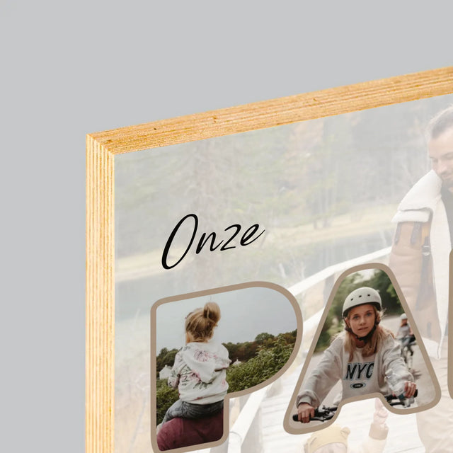 Woord Van Foto'S: Onze Papa Is De Beste - Afdruk Op Hout (Horizontaal)