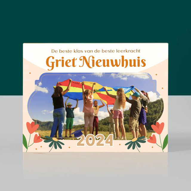 Foto En Handtekening: De Beste Klas - Afdruk Op Hout (Horizontaal)