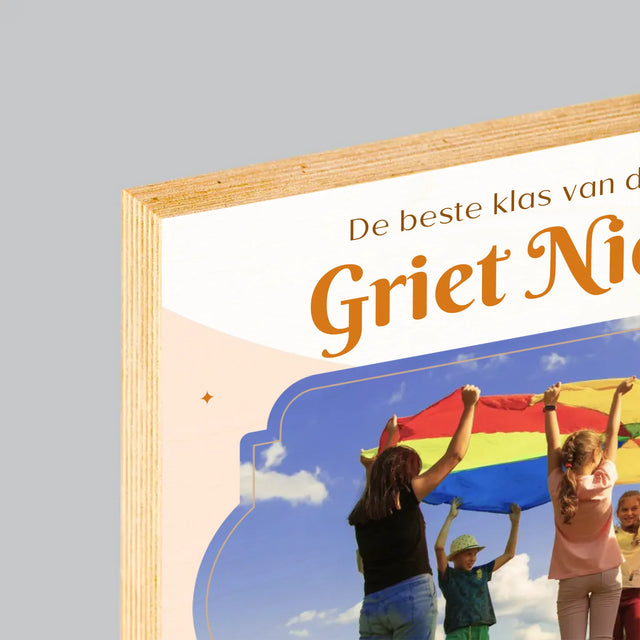 Foto En Handtekening: De Beste Klas - Afdruk Op Hout (Horizontaal)