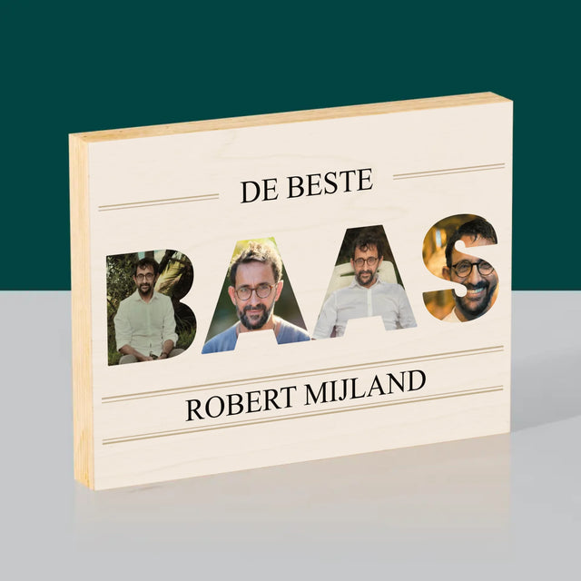 Woord Van Foto'S: De Beste Baas 2 - Afdruk Op Hout (Horizontaal)