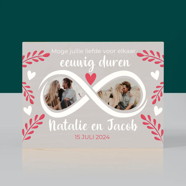 Fotocollage: Moge Jullie Liefde Voor Elkaar Eeuwig Duren - Afdruk Op Hout (Horizontaal)