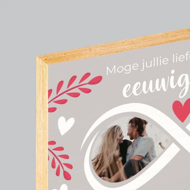 Fotocollage: Moge Jullie Liefde Voor Elkaar Eeuwig Duren - Afdruk Op Hout (Horizontaal)