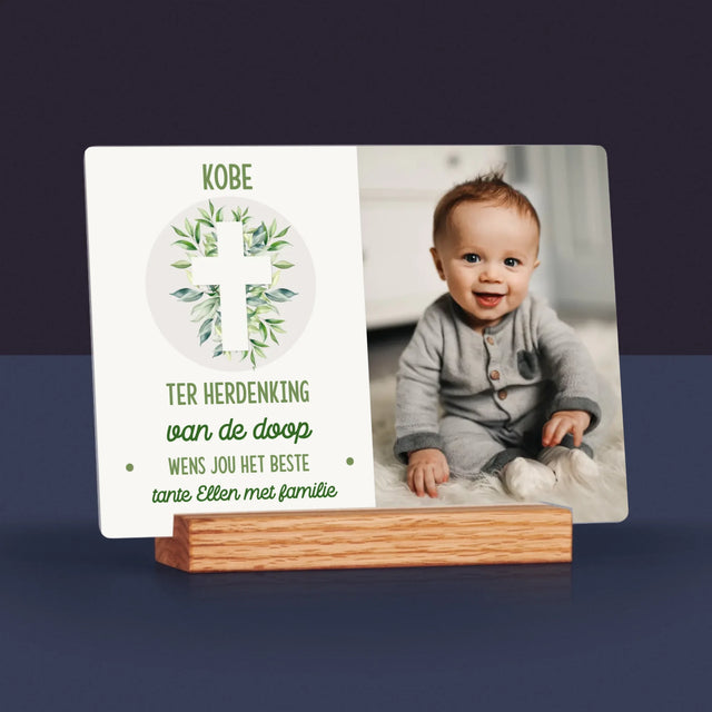 Foto En Handtekening: Doopsel, Blaadjes - Afdruk Op Acrylglas (Horziontaal)