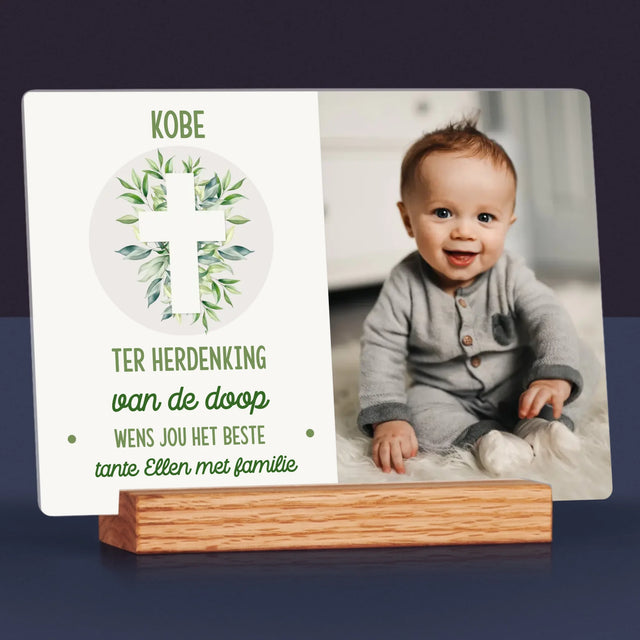 Foto En Handtekening: Doopsel, Blaadjes - Afdruk Op Acrylglas (Horziontaal)