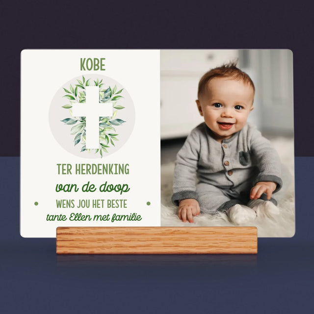 Foto En Handtekening: Doopsel, Blaadjes - Afdruk Op Acrylglas (Horziontaal)