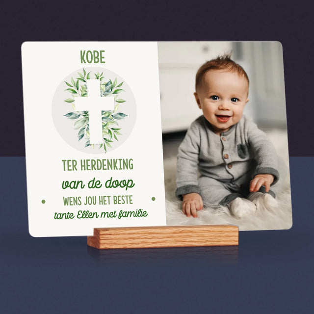 Foto En Handtekening: Doopsel, Blaadjes - Afdruk Op Acrylglas (Horziontaal)