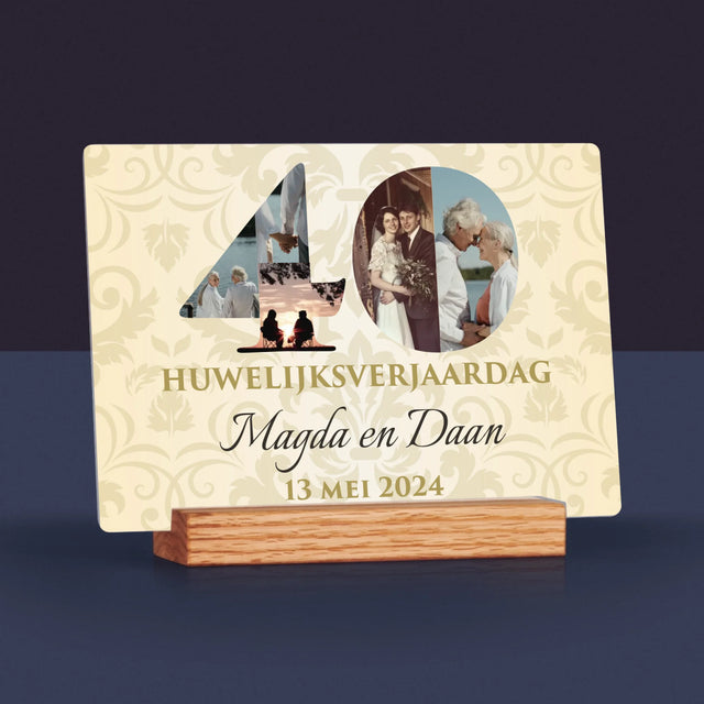 Woord Van Foto'S: 40Ste Huwelijksverjaardag - Afdruk Op Acrylglas (Horziontaal)