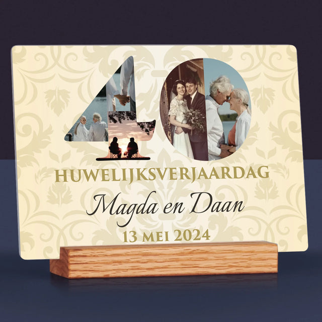 Woord Van Foto'S: 40Ste Huwelijksverjaardag - Afdruk Op Acrylglas (Horziontaal)