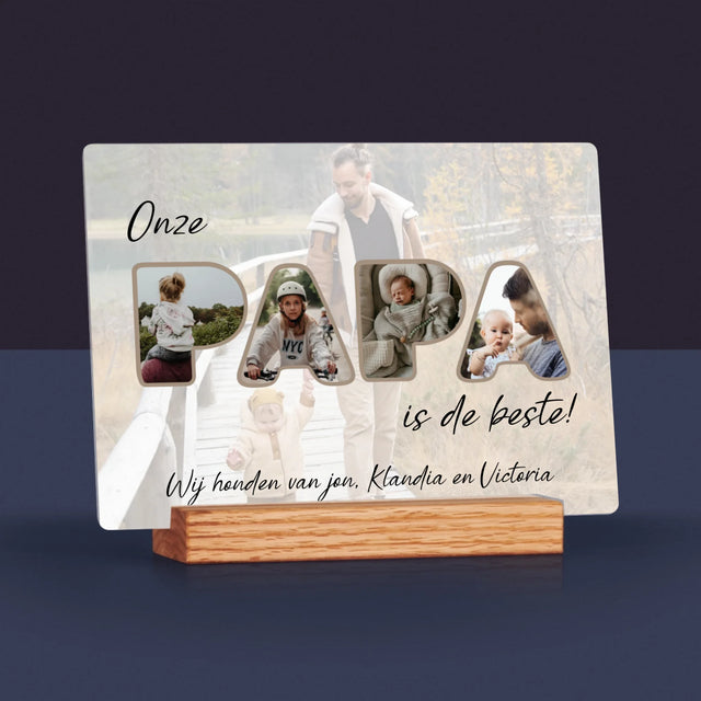 Woord Van Foto'S: Onze Papa Is De Beste - Afdruk Op Acrylglas (Horziontaal)