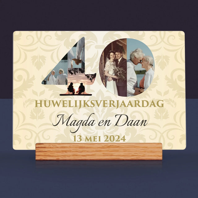 Woord Van Foto'S: 40Ste Huwelijksverjaardag - Afdruk Op Acrylglas (Horziontaal)