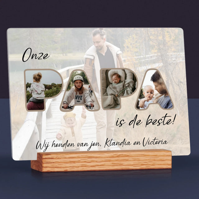 Woord Van Foto'S: Onze Papa Is De Beste - Afdruk Op Acrylglas (Horziontaal)