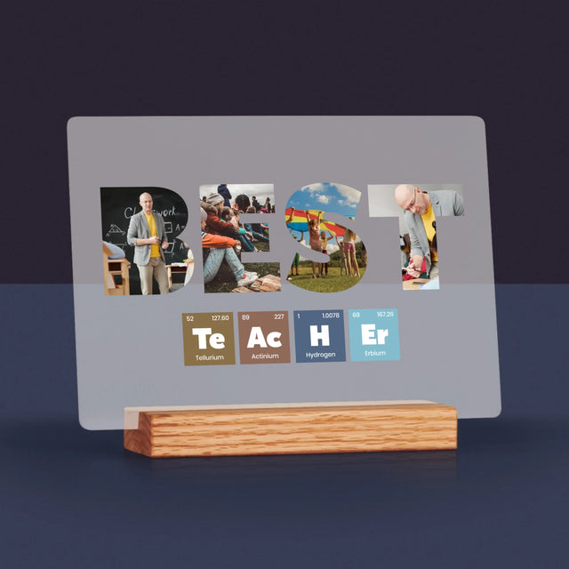 Woord Van Foto'S: Best Teacher Chemische Elementen - Afdruk Op Acrylglas (Horziontaal)