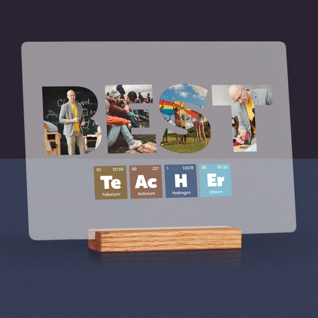 Woord Van Foto'S: Best Teacher Chemische Elementen - Afdruk Op Acrylglas (Horziontaal)