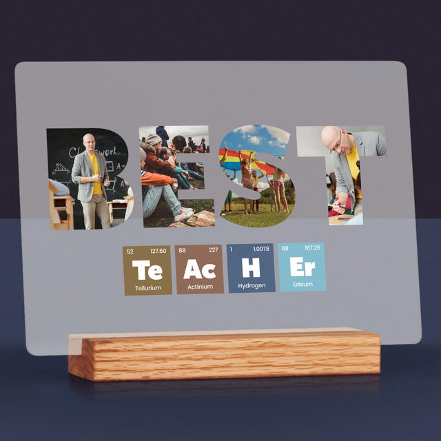 Woord Van Foto'S: Best Teacher Chemische Elementen - Afdruk Op Acrylglas (Horziontaal)