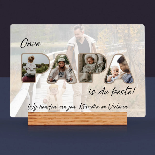 Woord Van Foto'S: Onze Papa Is De Beste - Afdruk Op Acrylglas (Horziontaal)