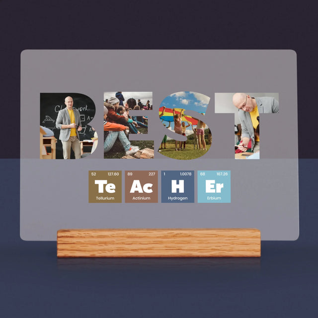 Woord Van Foto'S: Best Teacher Chemische Elementen - Afdruk Op Acrylglas (Horziontaal)