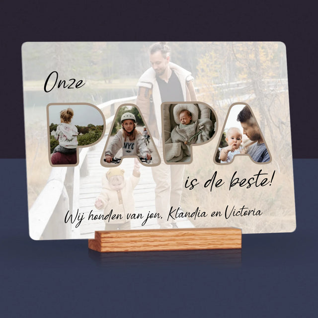 Woord Van Foto'S: Onze Papa Is De Beste - Afdruk Op Acrylglas (Horziontaal)