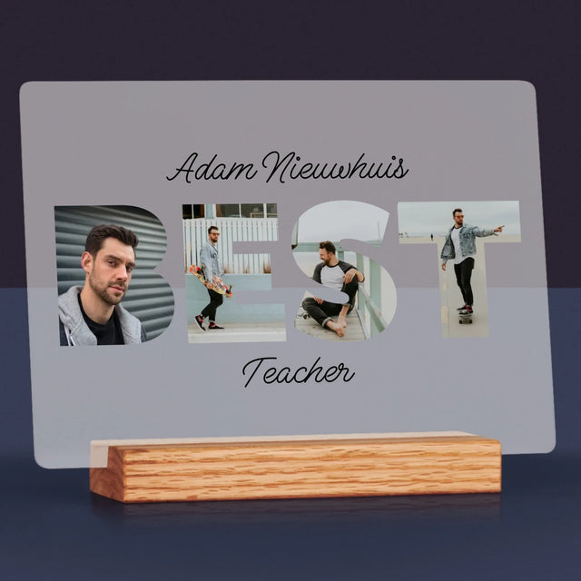 Woord Van Foto'S: Best Teacher - Afdruk Op Acrylglas (Horziontaal)