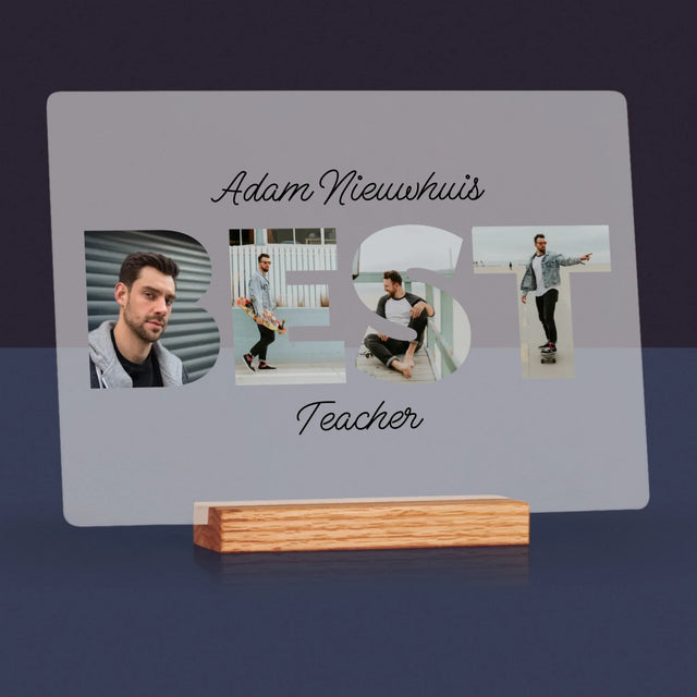 Woord Van Foto'S: Best Teacher - Afdruk Op Acrylglas (Horziontaal)