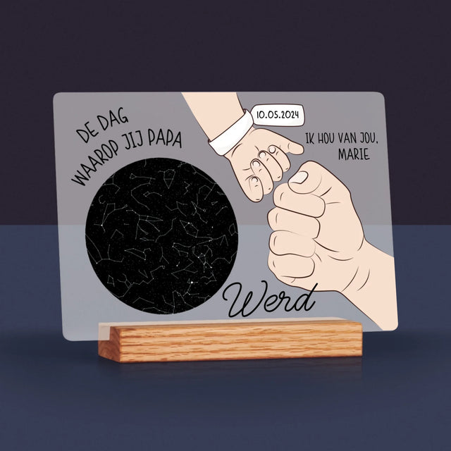 Starrenkaart: De Dag Waarop Jij Papa Werd - Afdruk Op Acrylglas (Horziontaal)