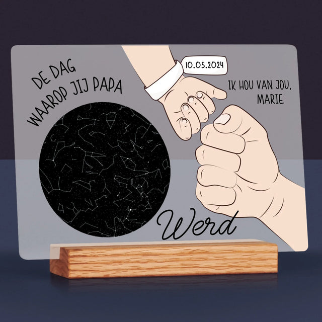 Starrenkaart: De Dag Waarop Jij Papa Werd - Afdruk Op Acrylglas (Horziontaal)