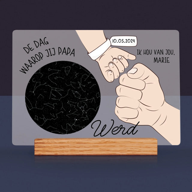 Starrenkaart: De Dag Waarop Jij Papa Werd - Afdruk Op Acrylglas (Horziontaal)