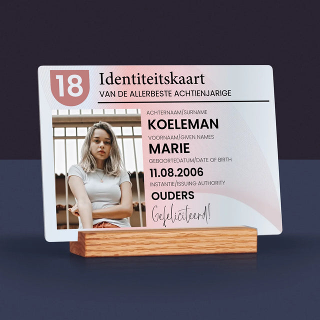 Foto En Handtekening: Identiteitskaart - Afdruk Op Acrylglas (Horziontaal)