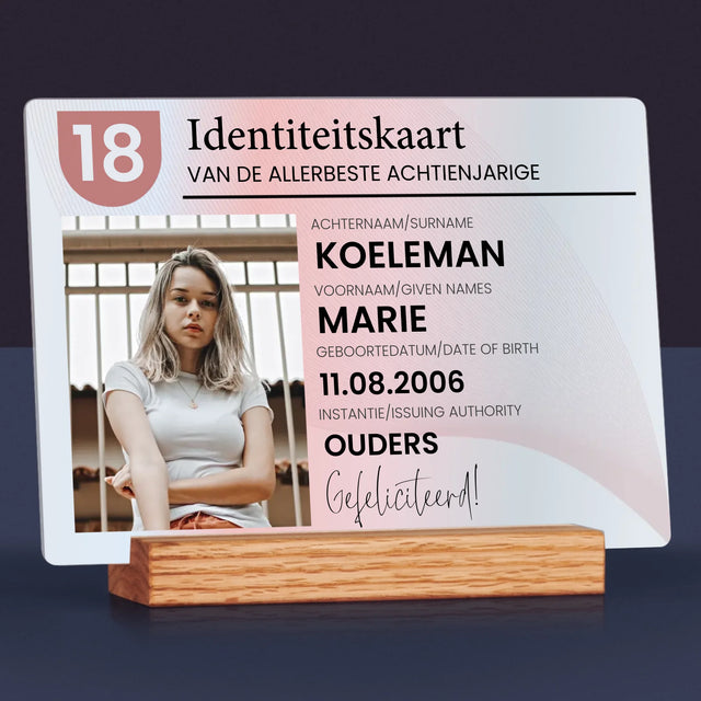 Foto En Handtekening: Identiteitskaart - Afdruk Op Acrylglas (Horziontaal)