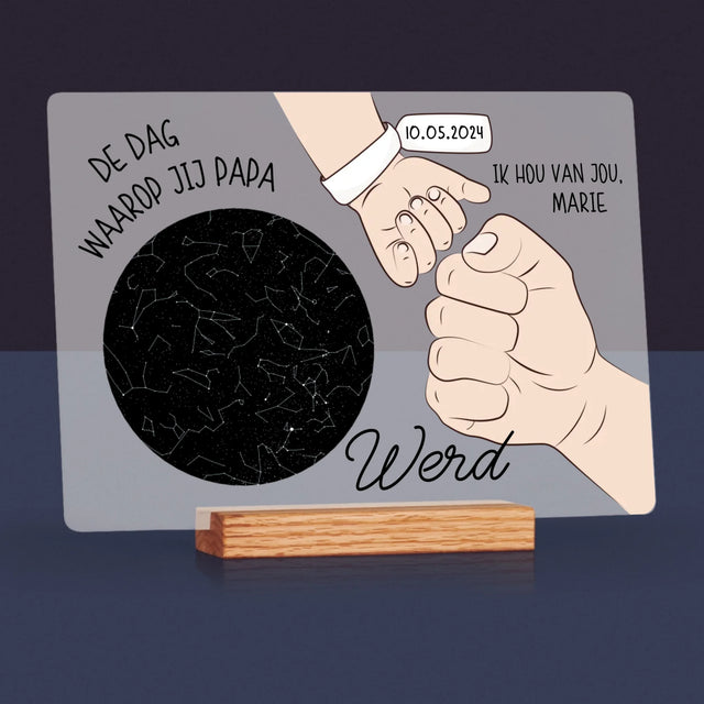 Starrenkaart: De Dag Waarop Jij Papa Werd - Afdruk Op Acrylglas (Horziontaal)