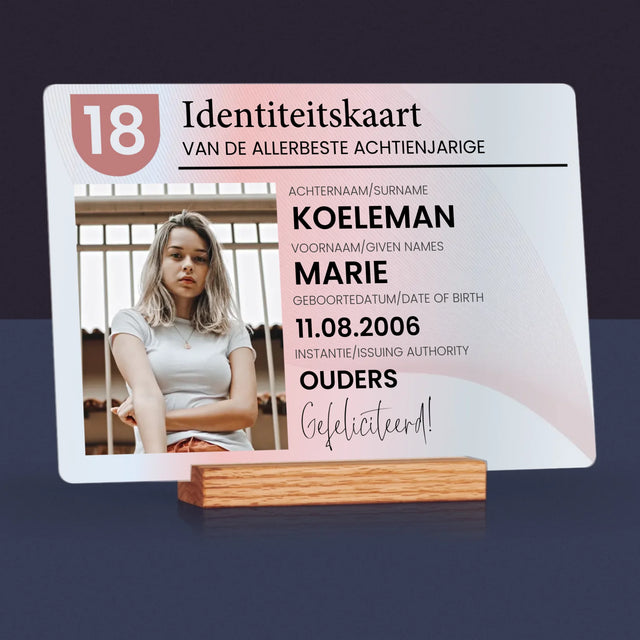 Foto En Handtekening: Identiteitskaart - Afdruk Op Acrylglas (Horziontaal)