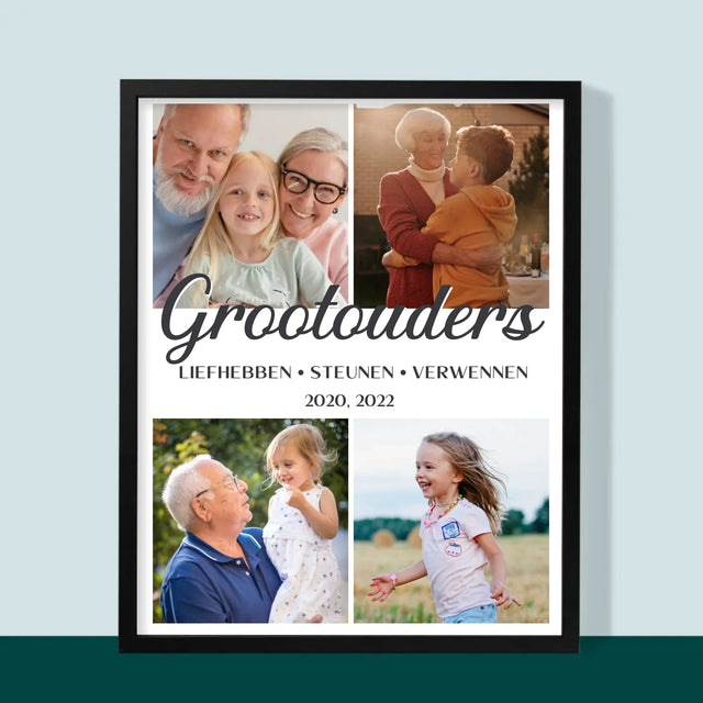 Fotocollage: Liefste Grootouders - Afdruk Met Frame 30X40
