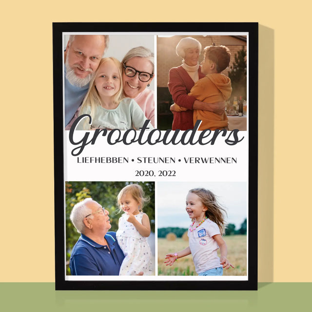 Fotocollage: Liefste Grootouders - Afdruk Met Frame 30X40