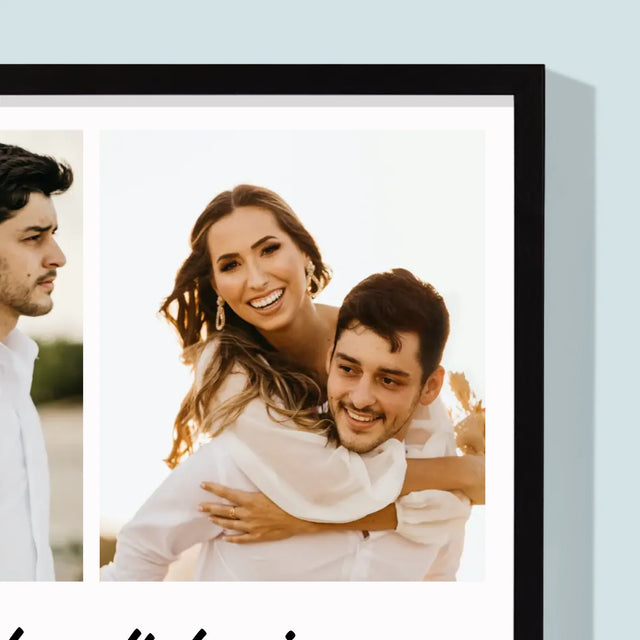 Fotocollage: 4 Foto'S En Handtekening - Afdruk Met Frame 30X40