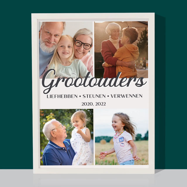 Fotocollage: Liefste Grootouders - Afdruk Met Frame 30X40