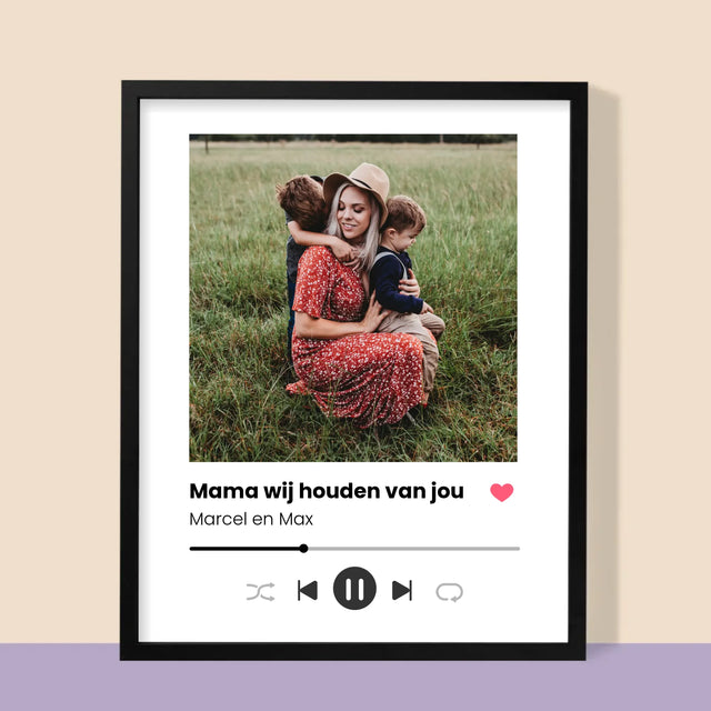 Foto En Handtekening: Mama Wij Houden Van Jou - Afdruk Met Frame 30X40