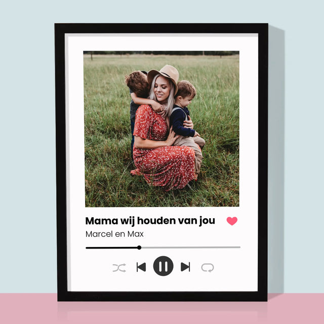 Foto En Handtekening: Mama Wij Houden Van Jou - Afdruk Met Frame 30X40