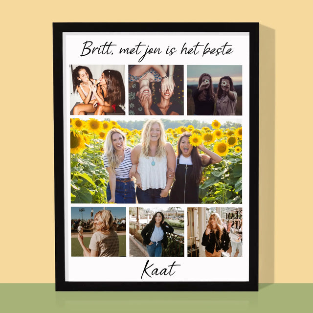 Fotocollage: Beste Vriendin - Afdruk Met Frame 30X40