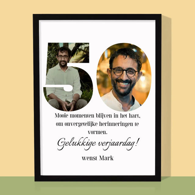 Woord Van Foto'S: 50E Verjaardag - Afdruk Met Frame 30X40