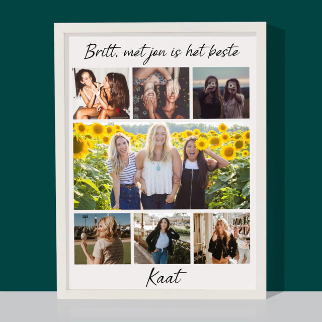 Fotocollage: Beste Vriendin - Afdruk Met Frame 30X40