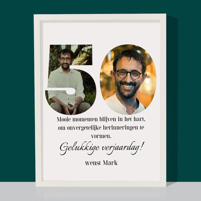 Woord Van Foto'S: 50E Verjaardag - Afdruk Met Frame 30X40