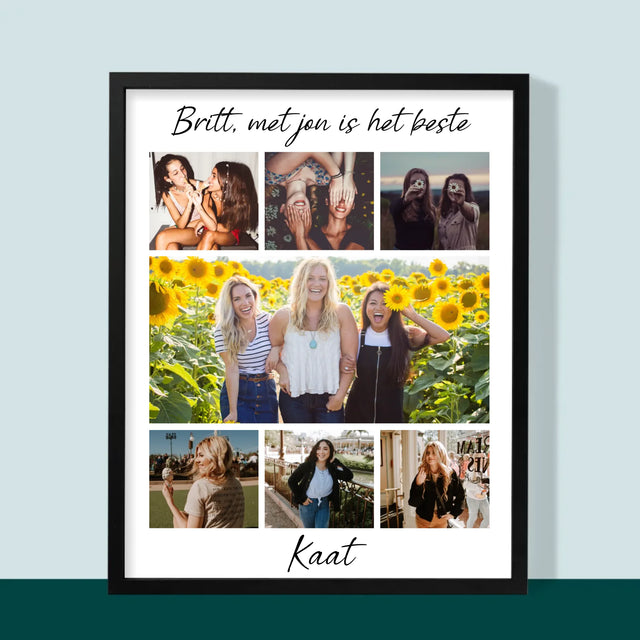 Fotocollage: Beste Vriendin - Afdruk Met Frame 30X40