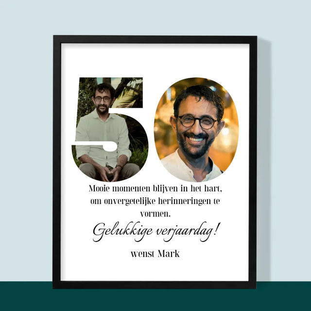 Woord Van Foto'S: 50E Verjaardag - Afdruk Met Frame 30X40
