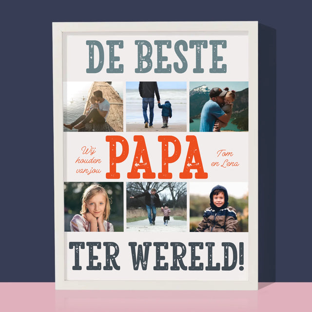 Fotocollage: De Beste Papa Ter Wereld, Foto'S - Afdruk Met Frame 30X40