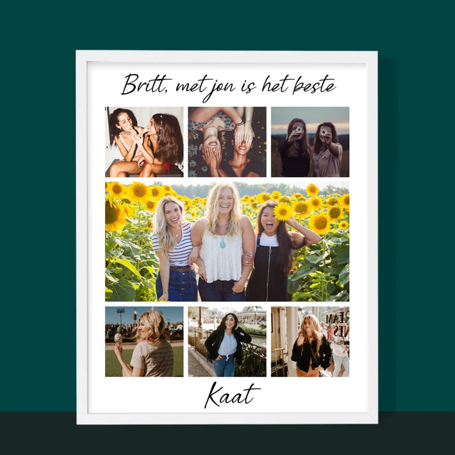 Fotocollage: Beste Vriendin - Afdruk Met Frame 30X40