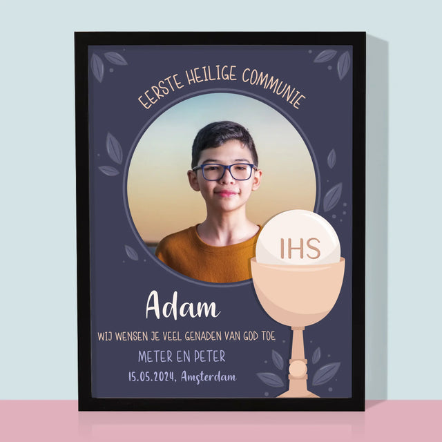 Foto En Handtekening: Eerste Heilige Communie - Afdruk Met Frame 30X40