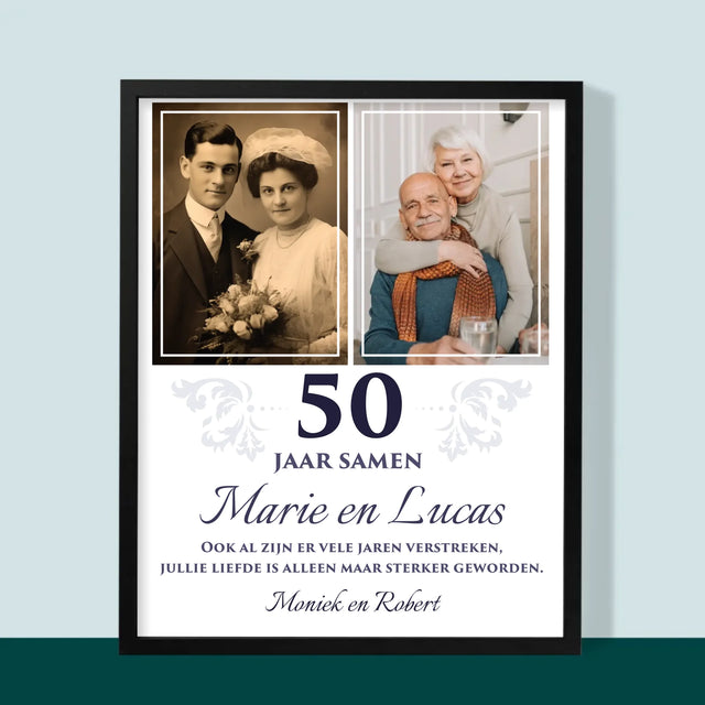 Fotocollage: Jarenlang Samen - Afdruk Met Frame 30X40