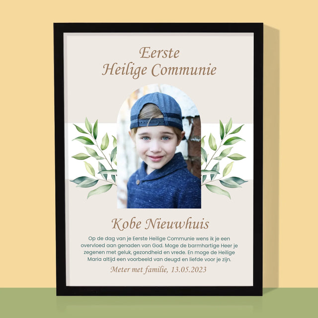 Foto En Handtekening: Eerste Heilige Communie - Afdruk Met Frame 30X40